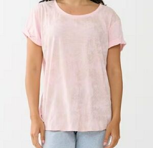 A.n.a Pink Shimmer Scoopneck T Shirt Short Sleeve Size XL